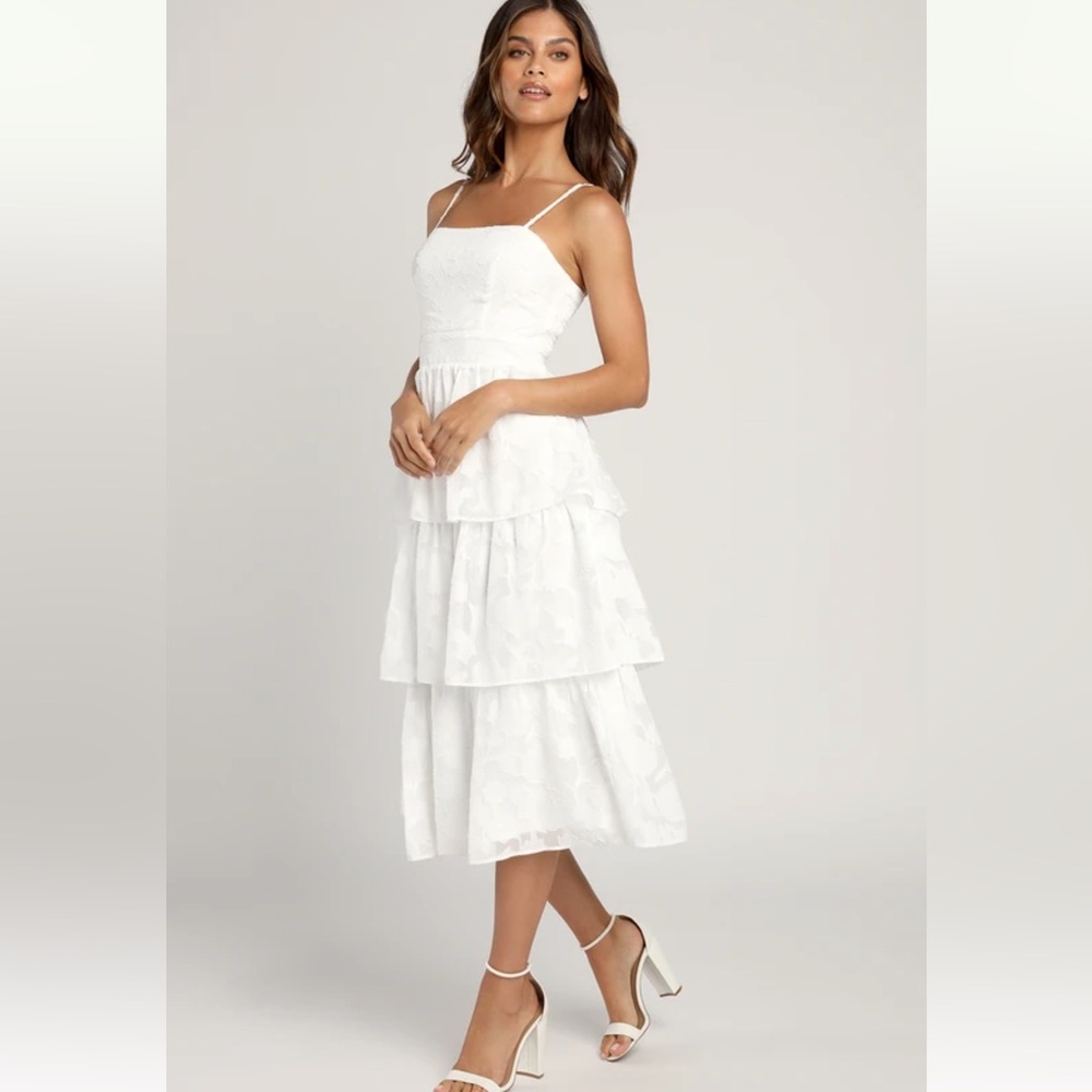 Lulu's White Tiered Midi Dress